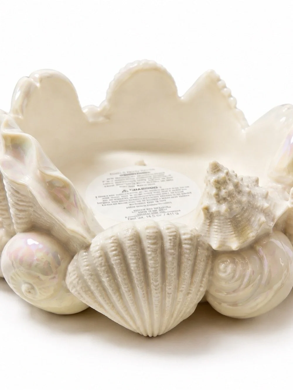 Bath & Body Works 3-Wick Seashell Candle Holder w/ Iridescent Shells NEW W/ TAG